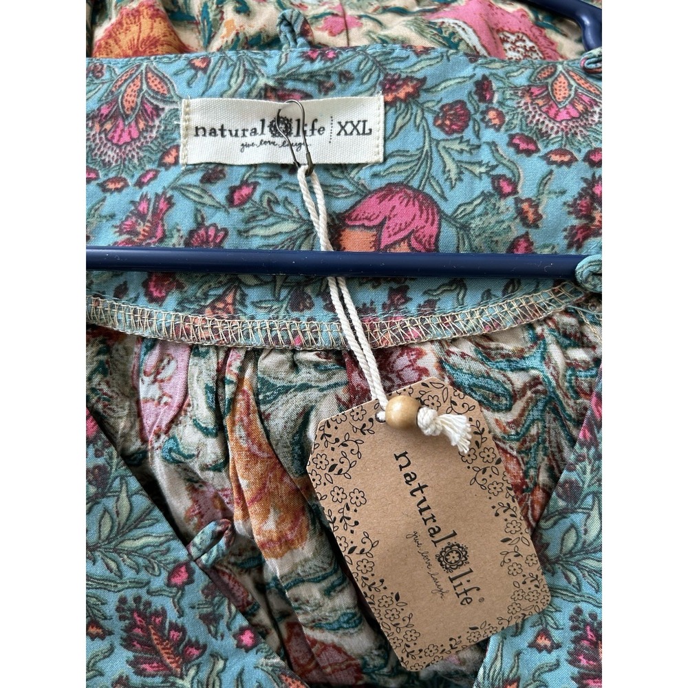 NWT Natural Life Rowan Floral Peasant Blouse 2XL Boho Cottagecore MixedPrint Top - Picture 5 of 6